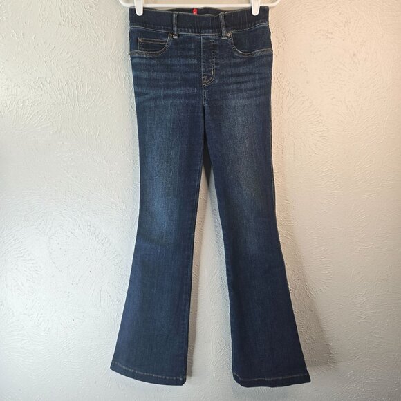 Spanx Flare Blue Jeans High Rise Dark Wash Stretchy Pull On Denim Size Small - Picture 1 of 11